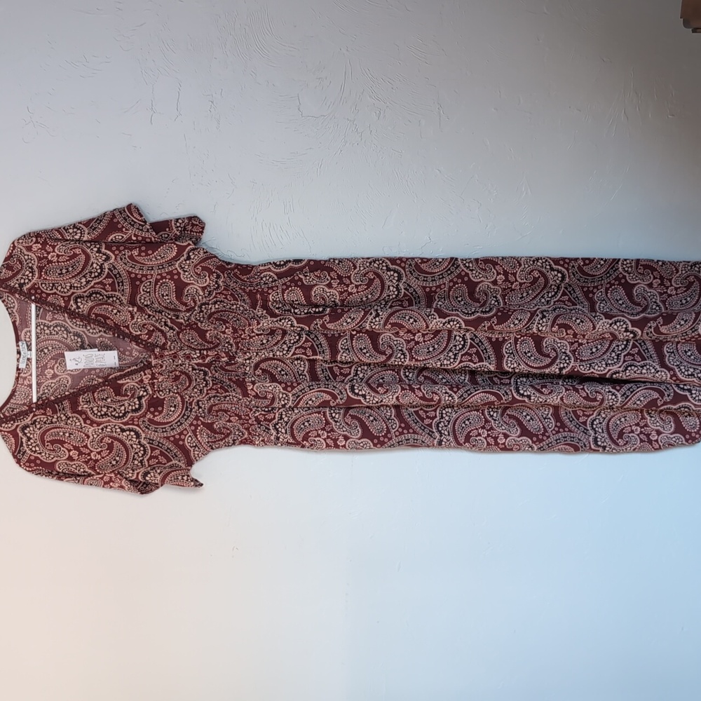NWT Patrons of Peace Maroon Boho Paisley Jumpsuit Women's Size Large